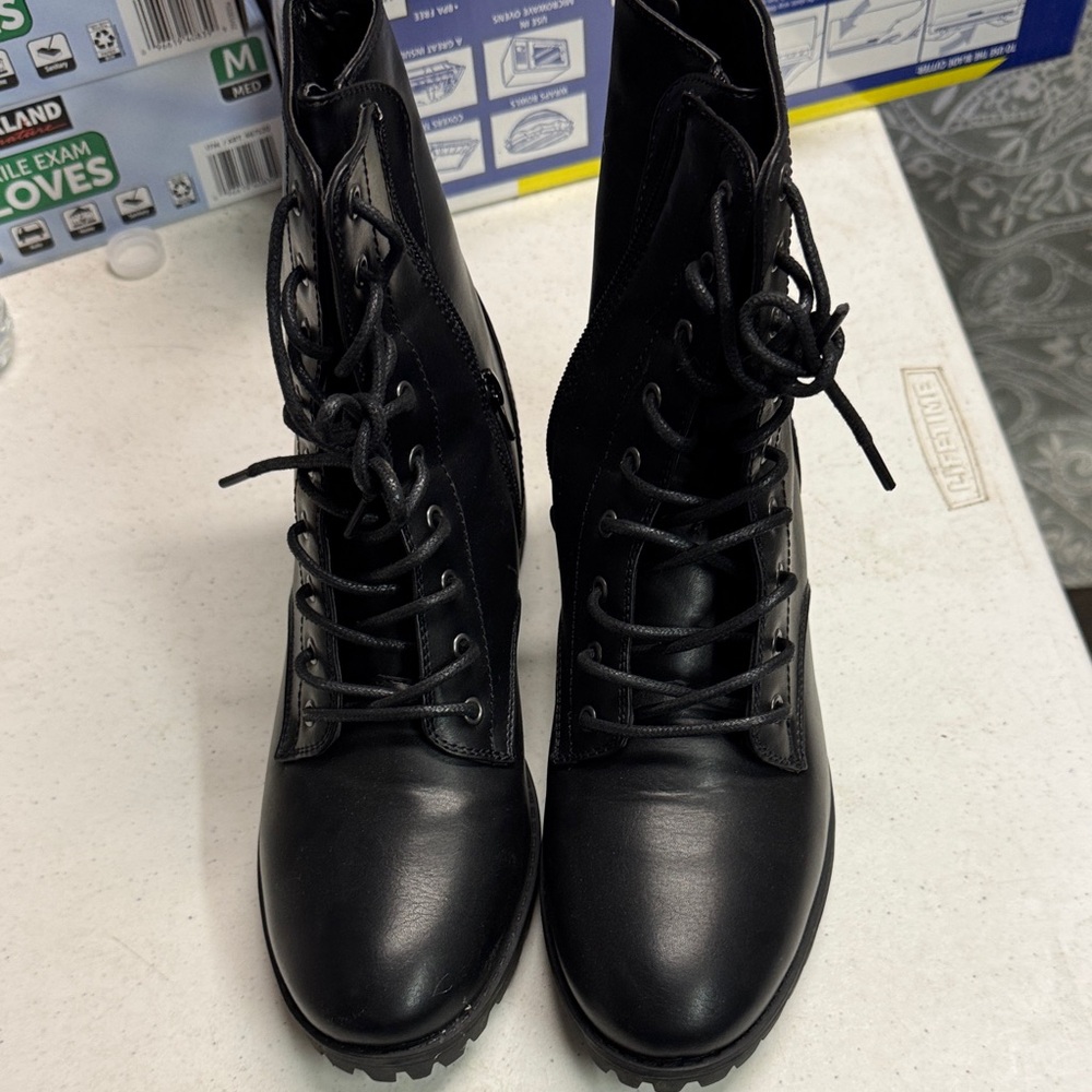 AND Black Combat Lace-Up Boots